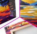 Lake Reflection, Tranquil Water, Vibrant Sunset, Wilderness Escape, Cozy Cabin Vibes, Nature Wall Art, Office Art, Framed Canvas Print