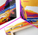 Rocky Shore, Ocean Sunset, Coastal View, Vibrant Painting, Bold Colors, Seascape Art, Beach House, Framed Canvas Print