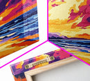 Beach, Ocean, Sunset, Framed Canvas Print, Coastal Wall Art, Seascape Painting, Vibrant Beach Scene, Relaxing Decor, Bedroom Art