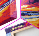 Sunset Beach, Ocean Waves, Seaside Decor, Coastal Art, Canvas Print, Living Room Wall Art, Vibrant Landscape, Modern Home Decor