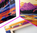 Vibrant Mountain Landscape, Sunset Wall Art, Bold Colorful Nature Print, Modern Alpine Home Decor, Framed Canvas Print, Living Room Art