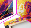Ocean Wave Explosion, Vibrant Surf Art, Tropical Beach Print, Sunset Seascape Painting, Coastal Home Decor, Framed Canvas Print