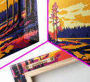 Forest Sunset, Tranquil Woodland Scene, Warm Autumn Landscape, Nature Wall Art, Framed Canvas Print, Cabin Decor, Rustic Home Design