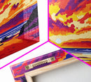 Lake Sunset Ripples, Peaceful Water Art, Colorful Nature Print, Vibrant Reflection Painting, Relaxing Home Wall Decor, Framed Canvas Print