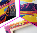 Abstract Steps, Vibrant Architecture, Colorful City, Canvas Print, Urban Wall Art, Modern Home Decor, Bold Staircase Painting