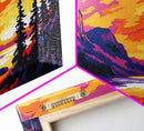 Mountain Lake, Sunset Reflection, Nature Landscape, Fall Wall Art, Framed Canvas Print, Rustic Home, Cabin Decor, Serene Painting