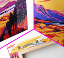Mountain Meadow, Colorful Nature Art, Vibrant Landscape Print, Sunset Field Scene, Canvas Print, Bedroom Wall Art, Cozy Home Decor