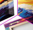 Ocean Wave, Sunset Surf, Vibrant Coastal, Beach Art, Wall Decor, Nautical Theme, Living Room, Canvas Print, Bold Colors, Surf Art