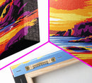 Coastal Cliffs, Seascape Painting, Sunset Over Ocean, Vibrant Colors, Framed Canvas Print, Beach House Wall Art, Nature Lover Gift