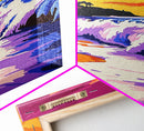 Ocean Waves, Sunset Beach, Coastal Wall Art, Colorful Seascape, Framed Canvas Print, Nautical Home Decor, Summer Painting, Bedroom Art