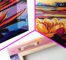 Water Lily, Sunset, Pond, Nature, Framed Canvas Print, Botanical Wall Art, Floral Painting, Bedroom Art, Serene Watercolor Vibes