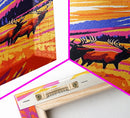 Elk Herd, Mountain Sunset, Wildlife Painting, Framed Canvas Print, Rustic Cabin Wall Art, Autumn Nature Decor, Bold Landscape Artwork