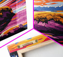 Mountain Reflection, Sunset Landscape, Nature Wall Art, Framed Canvas Print, Living Room Decor, Vibrant Wilderness, Boho Wall Art