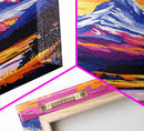 Sunset Peaks, Bold Mountain Art, Nature Painting, Framed Canvas Print, Lodge Decor, Rustic Wall Art, Autumn Colors, Warm Landscape