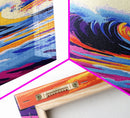 Wave Art, Surfing Aesthetic, Sunset Ocean, Framed Canvas Print, Beach House Decor, Coastal Wall Art, Vibrant Colors, Modern Seascape