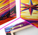 Celestial Star, Cosmic Art, Surreal Sunset Painting, Boho Wall Art, Framed Canvas Print, Astrology Art, Bedroom Decor