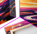 River Valley, Sunset Glow, Nature Escape, Vibrant Canyon, Framed Canvas Print, Living Room Wall Art, Western Landscape Painting