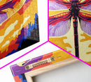Dragonfly Art, Sunset Canvas Print, Nature Decor,  Colorful Framed Canvas, Boho Wall Art, Vibrant Bedroom Art, Insect Illustration,