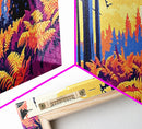 Enchanted Forest, Sunset Glow Painting, Vibrant Woodland Art, Nature Lover Gift, Framed Canvas Print, Living Room Wall Art, Cozy