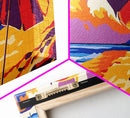 Beach Umbrella, Ocean Sunset, Coastal Escape, Canvas Print, Summer Wall Art, Vibrant Colors, Relaxing Home Decor, Seaside Serenity