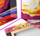 Canyon Sunset, River View, Dramatic Landscape, Framed Canvas Print, Bold Colors, Scenic Wall Art, Living Room Decor, Rustic Home