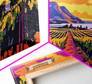 Vineyard Sunset, Rolling Hills, Wine Country, Framed Canvas Print, Farmhouse Art, Dining Room Wall Art, Living Room Decor, Vibrant Colors