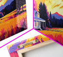 Countryside Home, Vibrant Sunset, Rural Landscape, Framed Canvas Print, Cozy Living Room Art, Farmhouse Wall Decor, Autumn Home Aesthetic