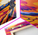 Rolling Fields, Golden Landscape, Sunset Art, Canvas Print, Country Home Decor, Farmhouse Wall Art, Warm Autumn Painting, Vibrant Sky