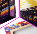 Sunset Pier, Beach Wall Art, Coastal Decor, Vibrant Seascape, Framed Canvas Print, Modern Home Art, Large Landscape, Ocean Sunset