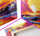 Ocean Sunset, Colorful Waves, Coastal Scene, Framed Canvas Print, Beach House Art, Tropical Vibes, Living Room Decor, Gift Idea
