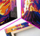Explosive Volcano, Lava Art, Framed Canvas Print, Bold Nature Art, Vibrant Landscape, Fiery Sky, Modern Wall Decor, Office Art