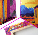 Desert House, Southwestern Art, Canvas Print, Rustic Wall Decor, Warm Tones, Vibrant Landscape, Boho Home Decor, Bedroom Wall Art