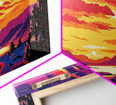 Scenic Lake Art, Sunset Painting, Vibrant Nature Scene, Rustic Wilderness Wall Art, Cozy Cabin Decor, Colorful Mountain Art, Canvas Print