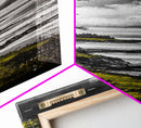 Coastal Cliff, Monochrome Art, Ocean Landscape, Canvas Print, Minimalist Art, Beach House Decor, Black and White Painting, Seaside Art