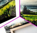 Tropical Beach View, Ocean Canvas Print, Relaxing Coastal Painting, Serene Landscape Wall Art, Living Room Decor, Framed Canvas Print