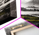 Foggy Forest, Mountain Landscape, Monochrome Wall Art, Framed Canvas Print, Modern Home Decor, Living Room Artwork, Nature Print