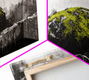 Mossy Rock, Abstract Nature, Green and Black Art, Canvas Print, Rustic Wall Decor, Boho Artwork, Modern Farmhouse Decor