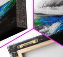 Abstract Seascape, Vibrant Waves, Modern Ocean Art, Coastal Home Decor, Colorful Beach Painting, Large Statement Art, Framed Canvas Print