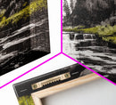 Forest Waterfall, Black and White Landscape, Nature Wall Art, Rustic Lodge Decor, Cabin Home Art, Peaceful River Scene, Canvas Print