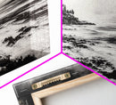 Rocky Shore, Monochrome Art, Serene Beach, Canvas Print, Coastal Landscape, Minimalist Art, Office Wall Decor, Nature Inspired Art