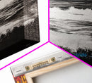 Moody Seascape, Coastal Waves, Black and White Art, Canvas Print, Beach House Decor, Modern Minimalist Wall Art, Office Wall Decor