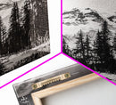 Snowy Peak, Mountain Landscape, Monochrome Art, Winter Wall Art, Nature Inspired, Rustic Wall Decor, Large Wall Art, Framed Canvas Print
