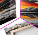 Fiery Sunset, Mountain Reflection, Canvas Print, Lake Wall Art, Nature Photography, Rustic Decor, Living Room Art, Fall Color Palette