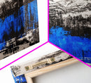 Mountain Wilderness, Winter Landscape, Blue Trees, Framed Canvas Print, Cabin Wall Art, Outdoor Lover Gift, Serene Nature Art