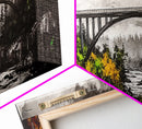 Forest Bridge, Scenic Landscape, River Valley, Canvas Print, Rustic Wall Art, Cabin Decor, Nature Inspired, Living Room Art, Moody Aesthetic