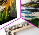 Abstract Landscape, Black White Green, Minimalist Art, Modern Wall Decor, Framed Canvas Print, Nature Inspired, Large Statement Art