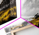 Coastal Serenity, Yellow Field, Stormy Sky, Canvas Print, Ocean Landscape, Beach House Art, Modern Nature Painting, Living Room Wall Decor