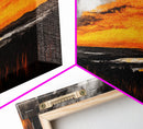 Sunset Bonfire, Rustic Art, Cozy Cabin Decor, Canvas Print, Fall Landscape, Nature Wall Art, Warm Glow Artwork, Mountain Retreat Art