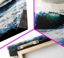 Powerful Ocean Wave, Realistic Seascape Art, Blue Water Wall Decor, Coastal Living Room Art, Surfer Beach Print, Framed Canvas Print