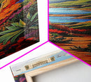 Colorful Desert, Garden, Pathway, Framed Canvas Print, boho art, hallway wall decor, vibrant landscape painting, cactus desert art